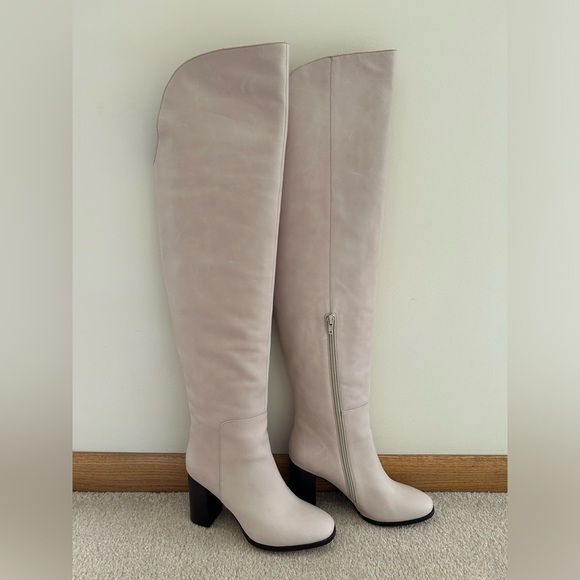 NIB Free People Jeffrey Campbell Ollie Over-the-Knee Boots in Light Grey Leather - Picture 5 of 16